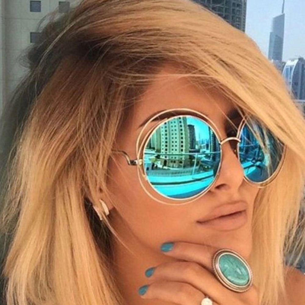 ✨FASHION WEEK GREEN OVERSIZED MIRROR  SUNGLASSES